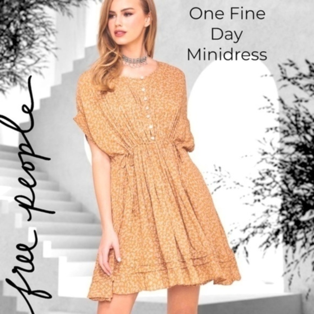 FREE PEOPLE NWT One Fine Day OVERSIZED Cinched-Waist Floral Print Minidress/XS